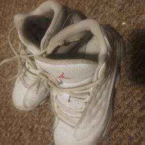 Jordan Kids White and Red Sneakers